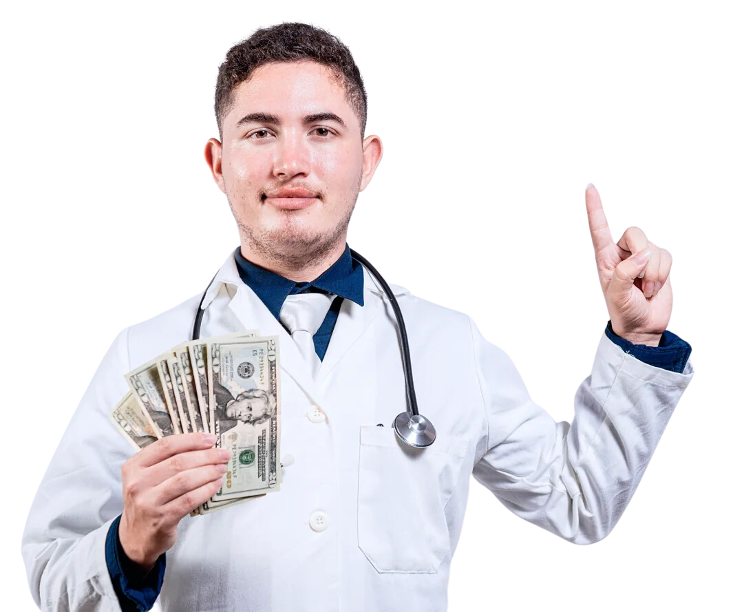 Doctor holding money